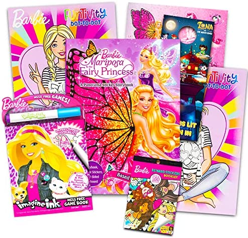 Barbie Coloring and Activity Book Super Set - 4 Books with Over 25 Stickers Party Pack