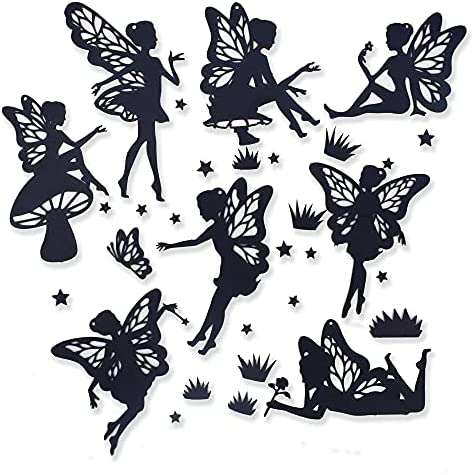 CrafTreat Fairy Laser Cut Chipboard Embellishments for Crafting - Laser Cut Chipboard Fairies (Set of 8) - Size: 5.76X6 Inches - Fairy Silhouette Cutouts - Fairy Cutouts for Crafts