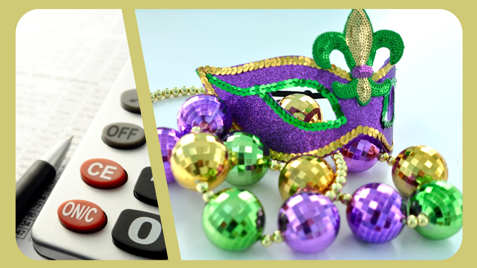 Mardi gras party budget worksheet with visual expense tracker
