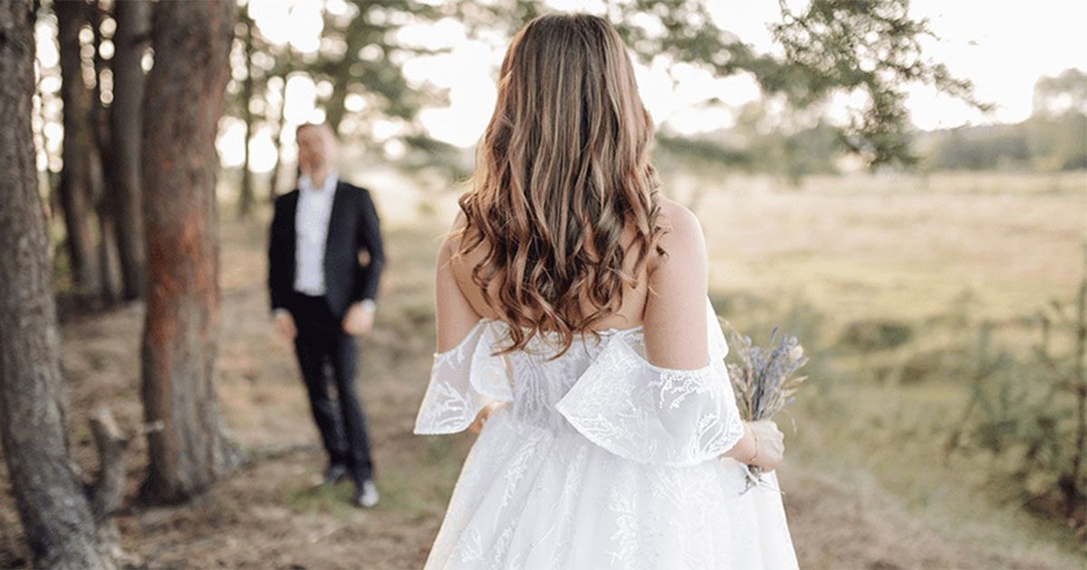 bride and groom standing