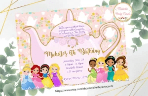 A tea party invitation with princesses