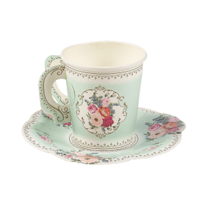 Teacup with roses designed on it