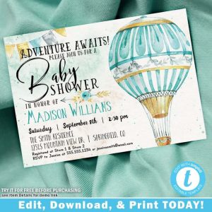 Adventure Awaits Hot Air Balloon Invitation