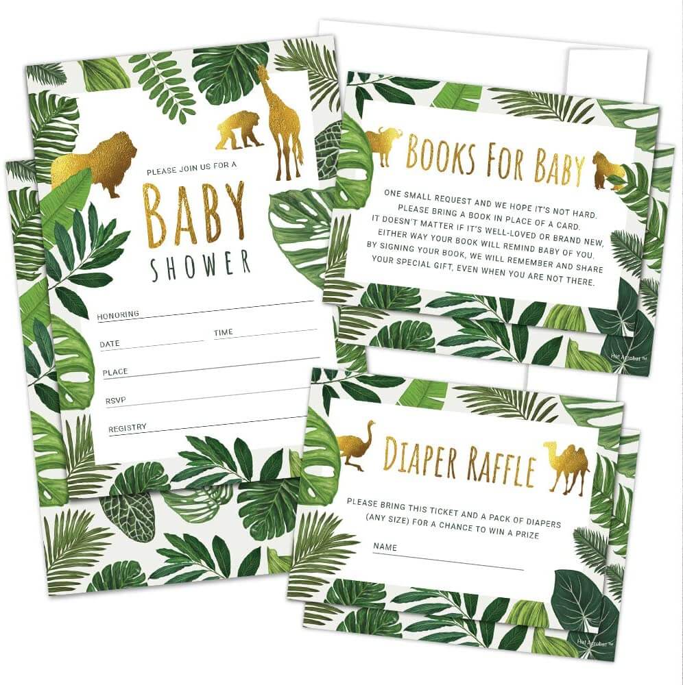 Jungle theme baby shower invitations