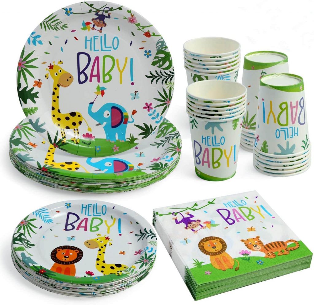 Jungle theme baby shower party supplies