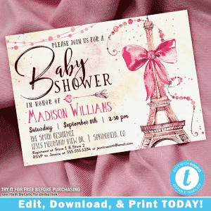 Paris Baby Shower invitations 