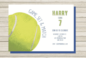 tennis theme party invitations