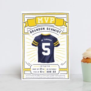 MVP invitation with a sports jersey on it