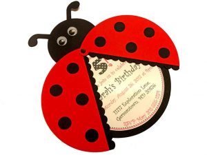 Ladybug invitations in the shape of ladybugs