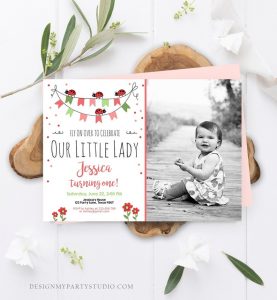 Ladybug invitations but with a picture included