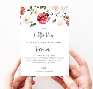 Watercolor ladybug invitations