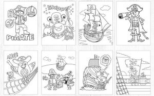 8 pirate-themed coloring pages