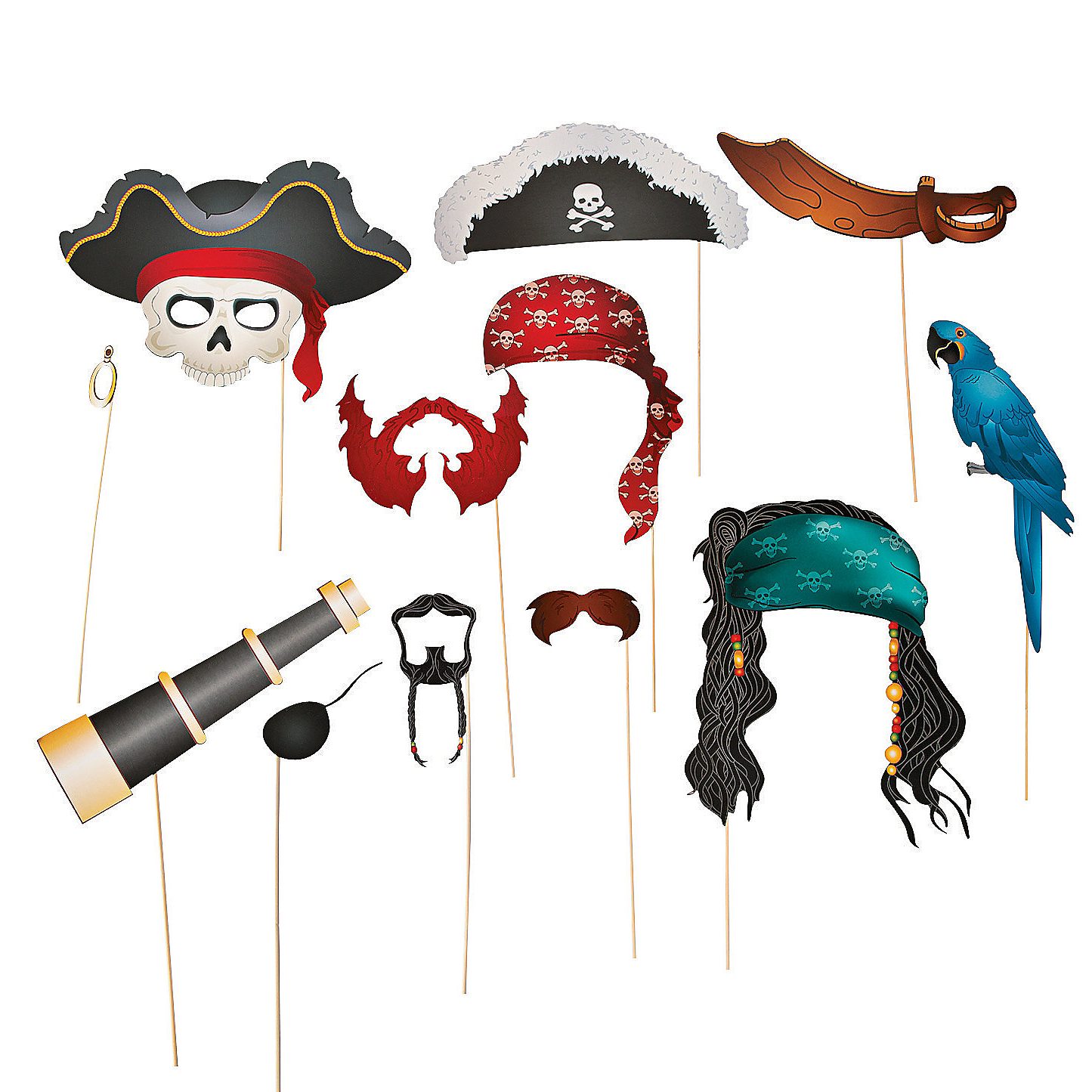 different pirate-related photo props