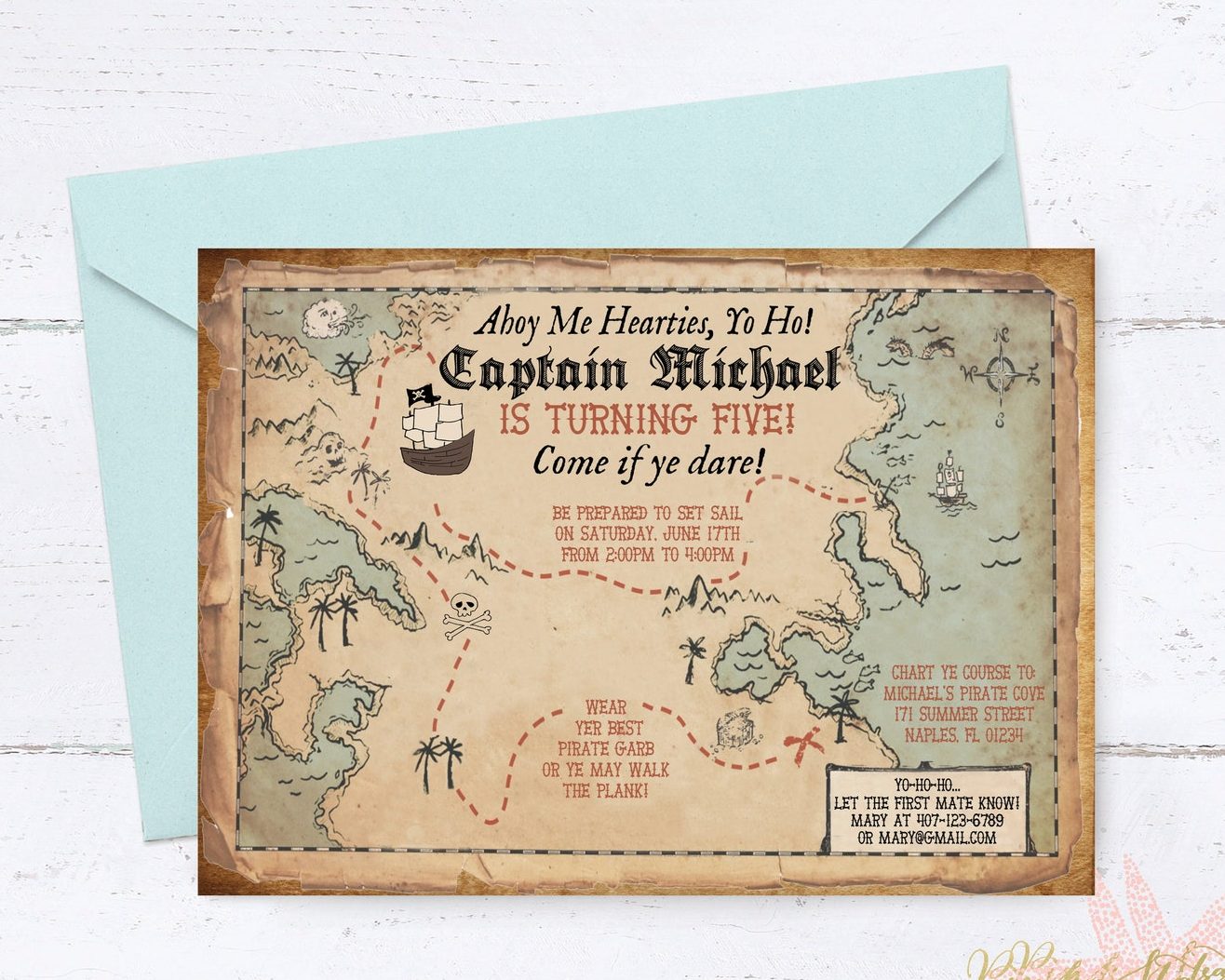 treasure map invitation example