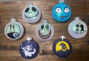 Nightmare Before Christmas glitter ornaments