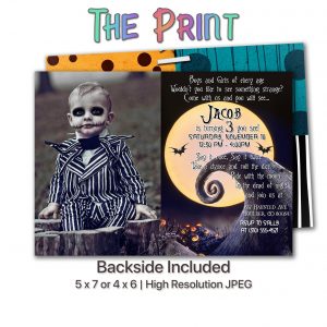 Nightmare Before Christmas themed custom picture invitations